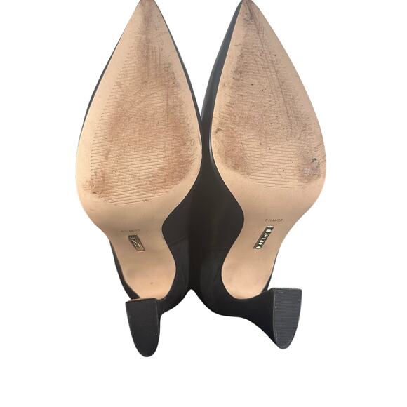 Louise et Cie Black Leather Sock Ankle Boots Women’s 8.5 Pointed Toe High Heel - Picture 5 of 12